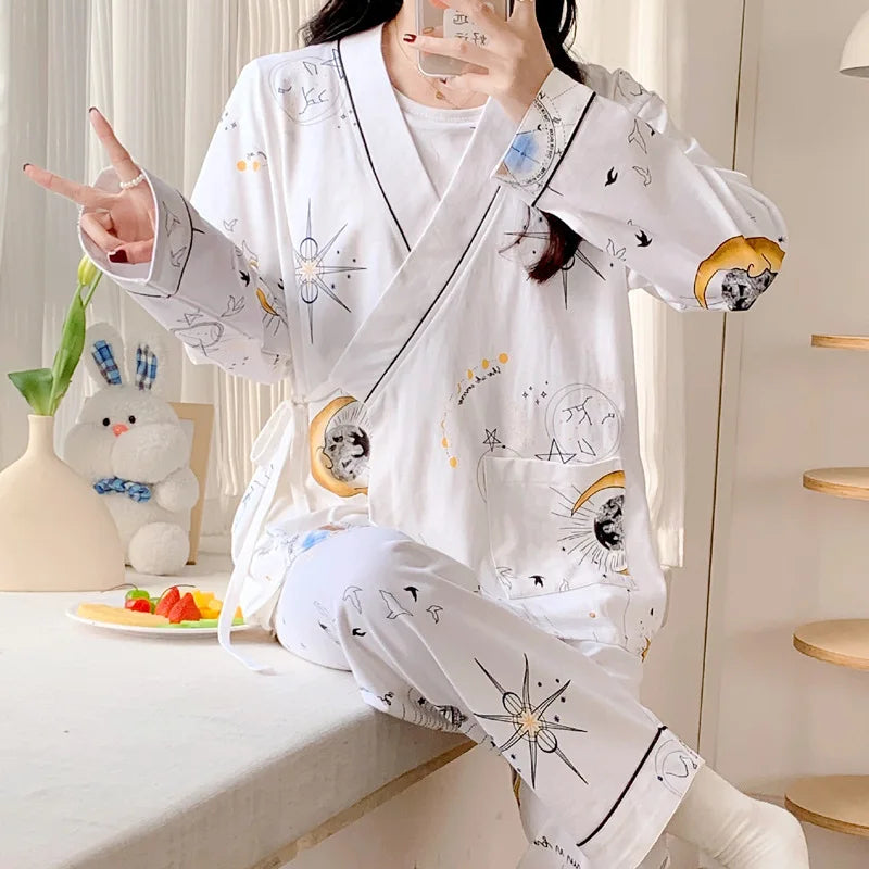 Autumn Cotton Maternity Pajama Set