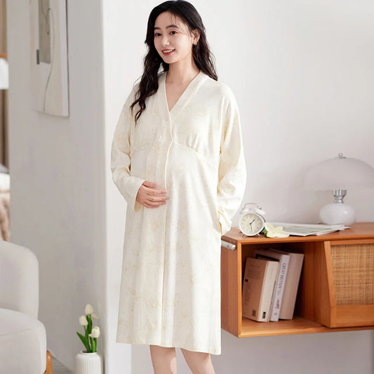 Autumn Maternity Nursing Nightgown