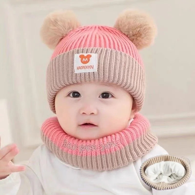 Bear Knitted Baby Hat & Scarf Set