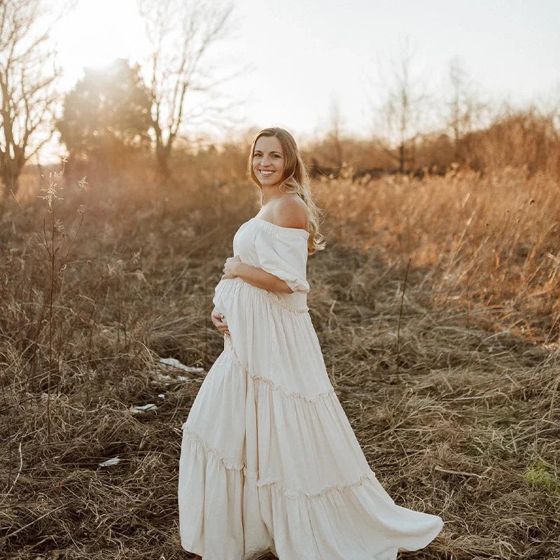 Bohemian Cotton Pregnancy Photo Shoot Dress