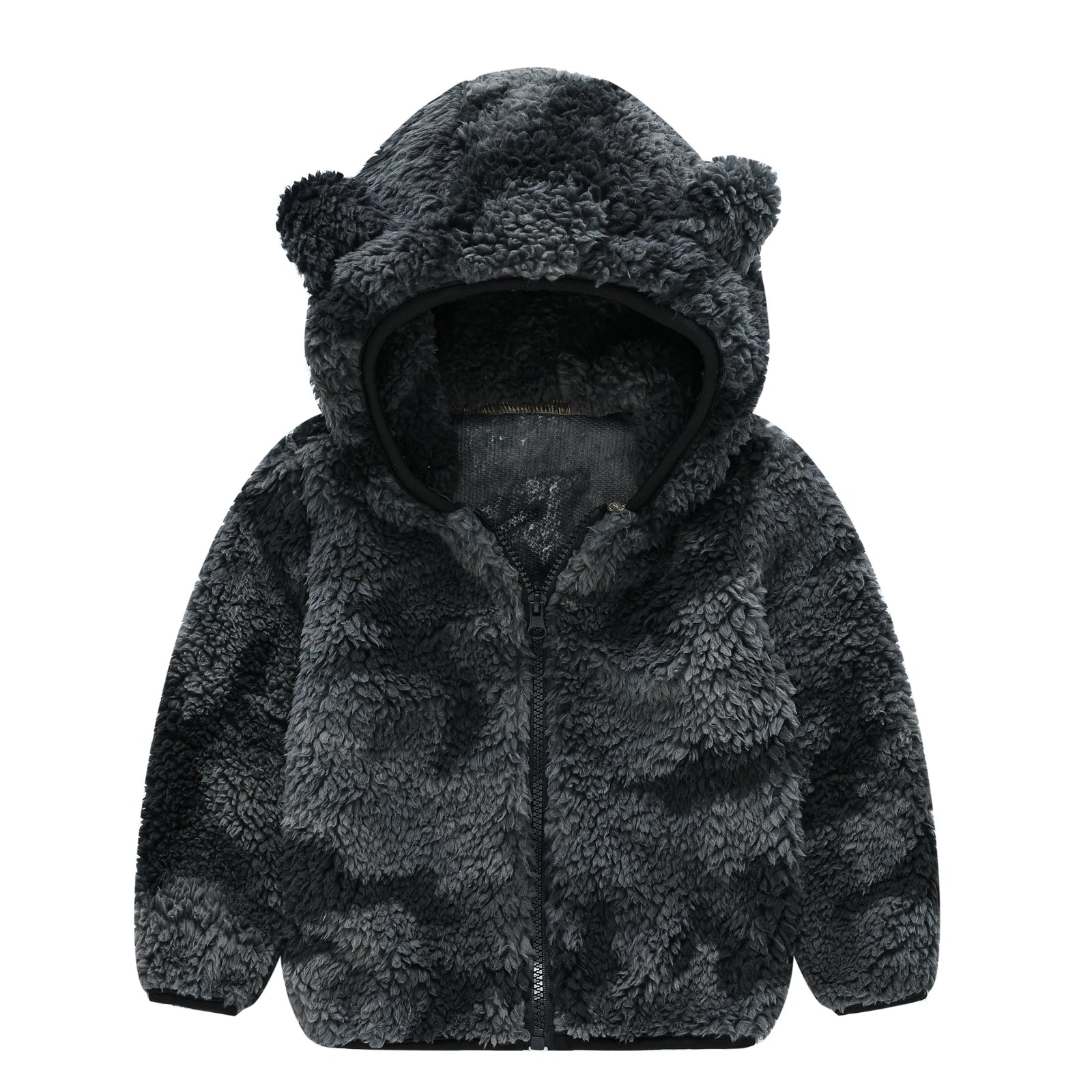 Boys' Woolen Hooded Zipper Coat