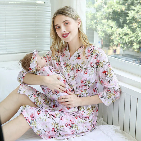 Cotton Maternity Nightgown & Robe