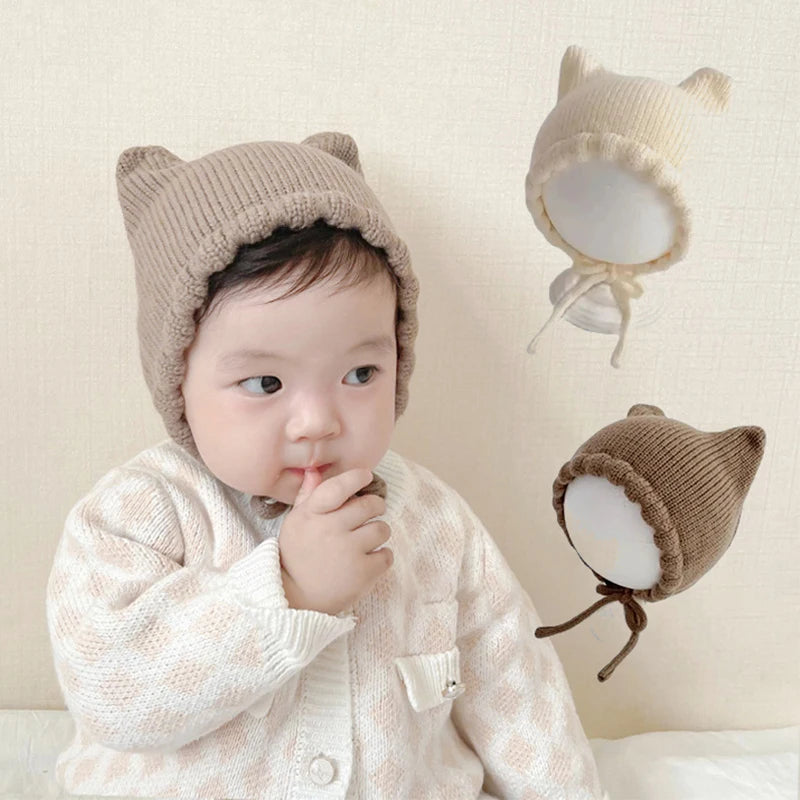 Cute Cartoon Baby Knitted Cat Ears Hat