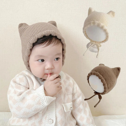 Cute Cartoon Baby Knitted Cat Ears Hat