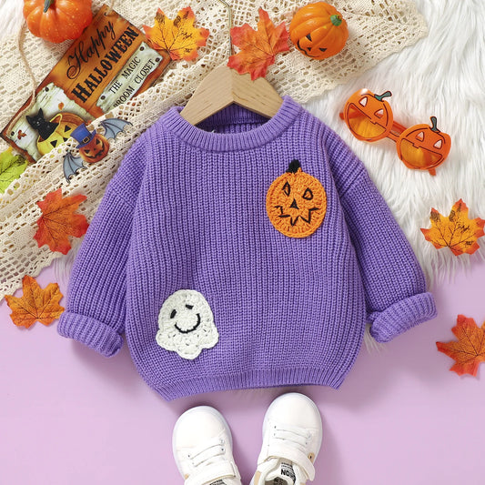 Cute Knit Pumpkin Sweater for Kids