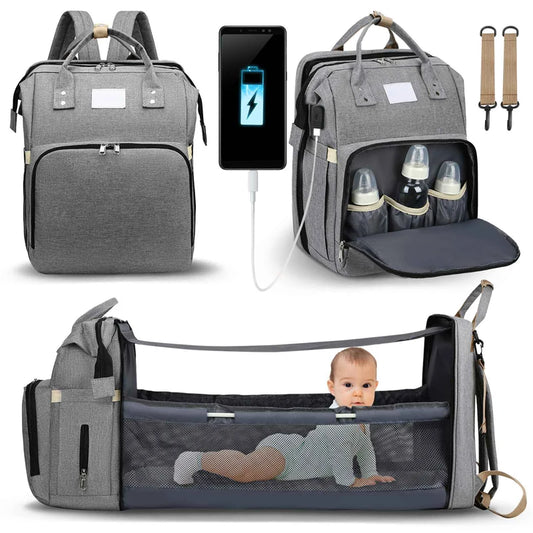 Fashionable Mommy Bag with Folding Baby Bed