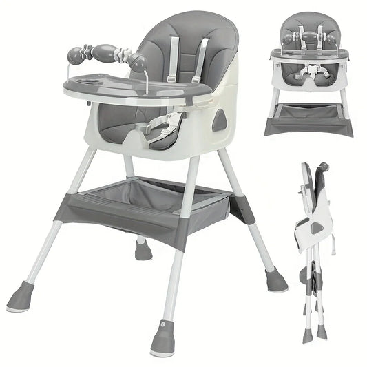 Foldable Baby High Chair with Toy Rack