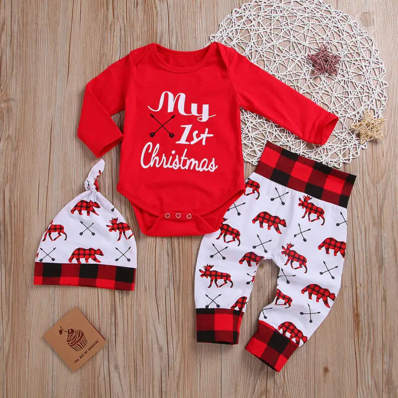 Lovely Baby Boy My First Christmas Outfit Set