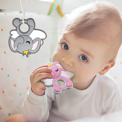 Silicone Leaf Flying Elephant Teether Beads