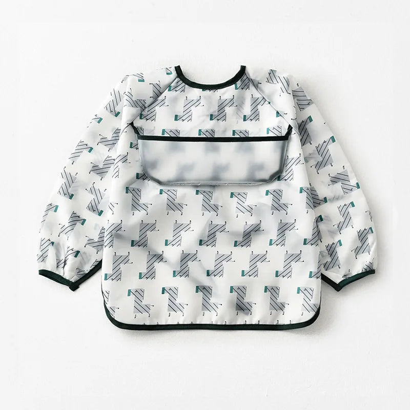 Baby Waterproof Bibs Long Sleeve Pocket