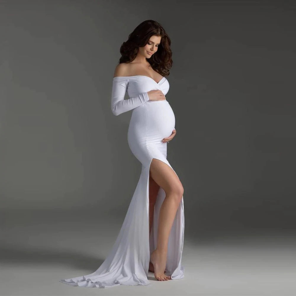 Sexy Shoulderless Maxi Maternity Dress