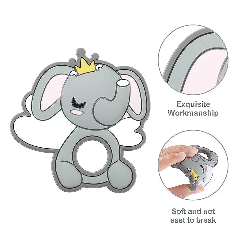 Silicone Leaf Flying Elephant Teether Beads