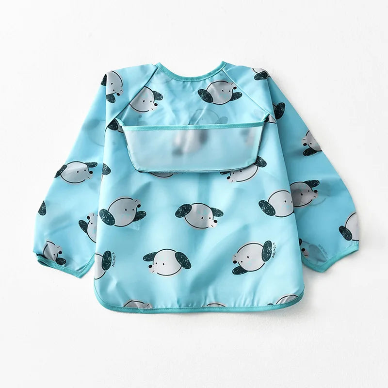 Baby Waterproof Bibs Long Sleeve Pocket