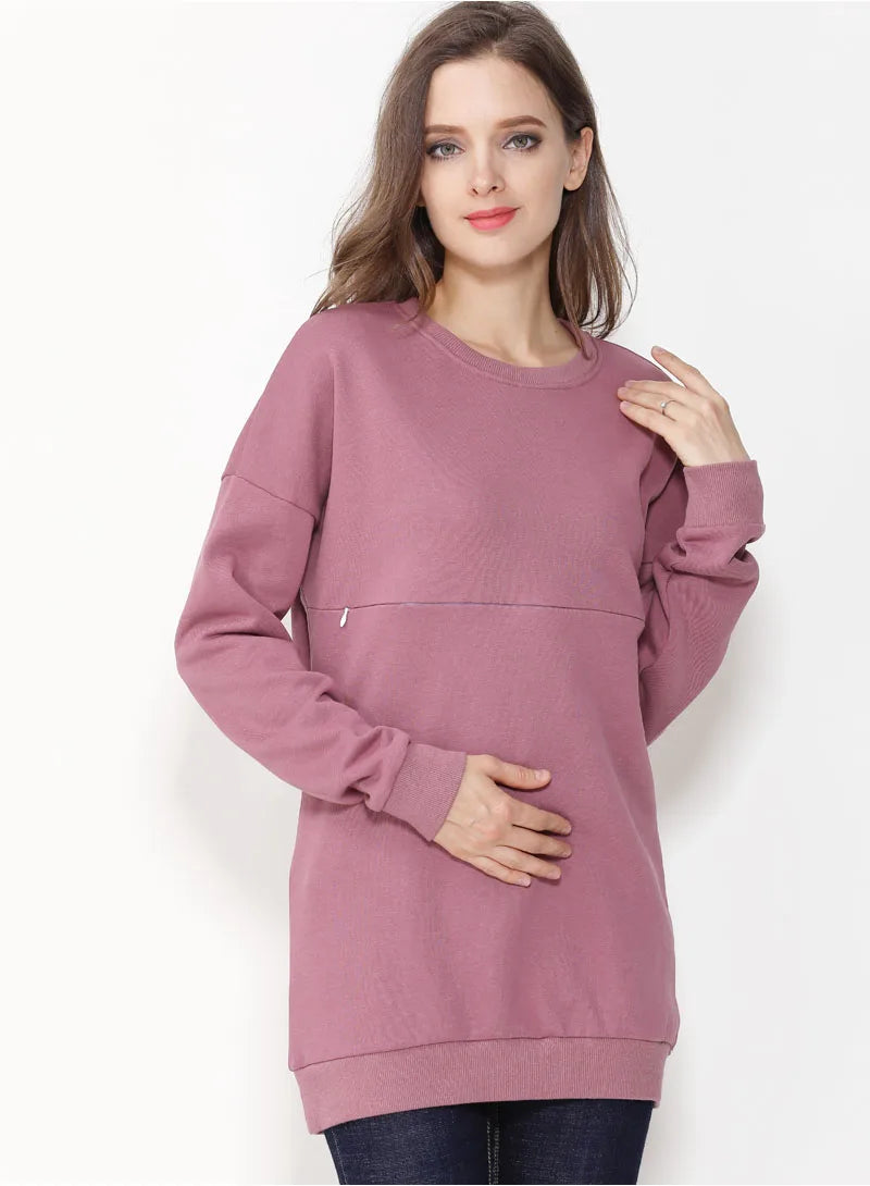 Winter Maternity Long Sleeve Nursing Hoodie