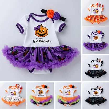 Halloween Baby Girl Vampire Pumpkin Dress