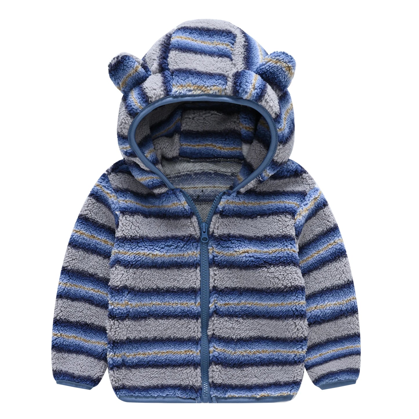 Kids' Woolen Hooded Zipper Coat