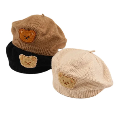 Korean Cartoon Bear Baby Beret Hats