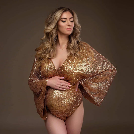 Luxurious Sequined Maternity Photography Bodysuits