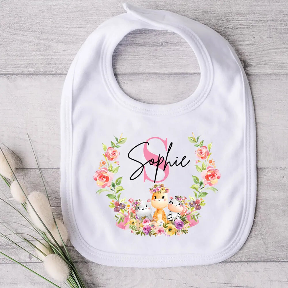 Personalized Safari Animals Baby Bib