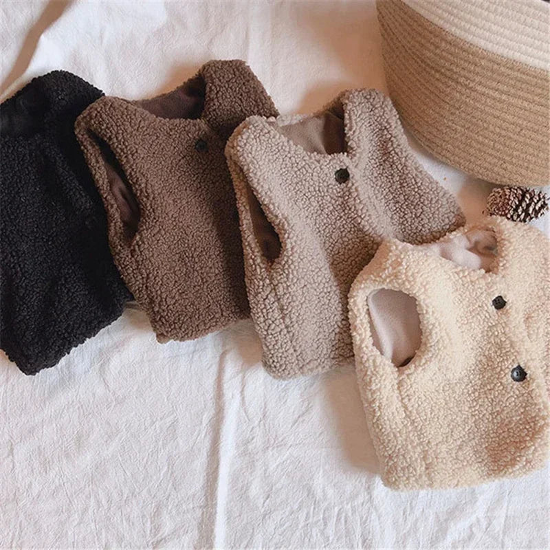 Plush Lamb Wool Waistcoat for Kids