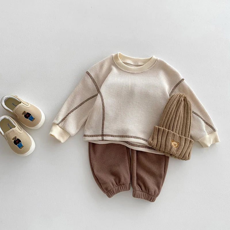 Spring Designer Kids Waffle Outfit Set