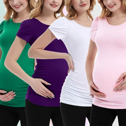 Summer Maternity Petal Sleeve T-Shirt