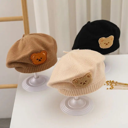 Korean Cartoon Bear Baby Beret Hats