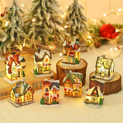 Christmas LED Wooden House Ornaments