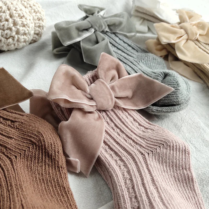 Warm Cotton Baby Socks with Big Bow