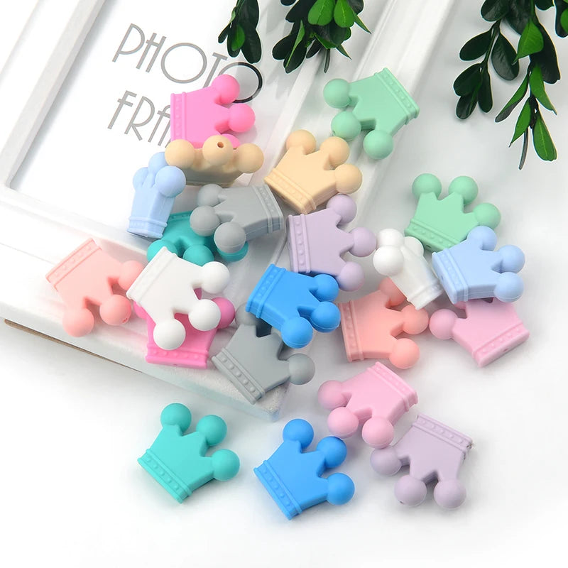 Crown Silicone Beads 5pcs Baby Teether