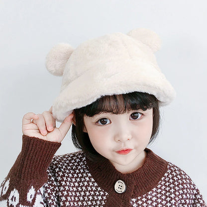 Korean Winter Baby Plush Bucket Hat