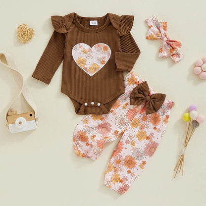 Daisy Print Baby Romper Set