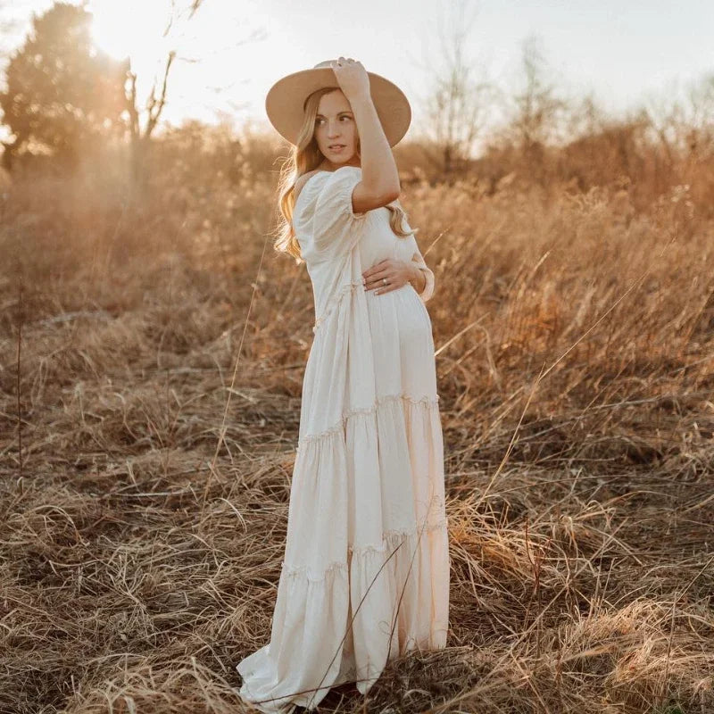 Bohemian Cotton Pregnancy Photo Shoot Dress