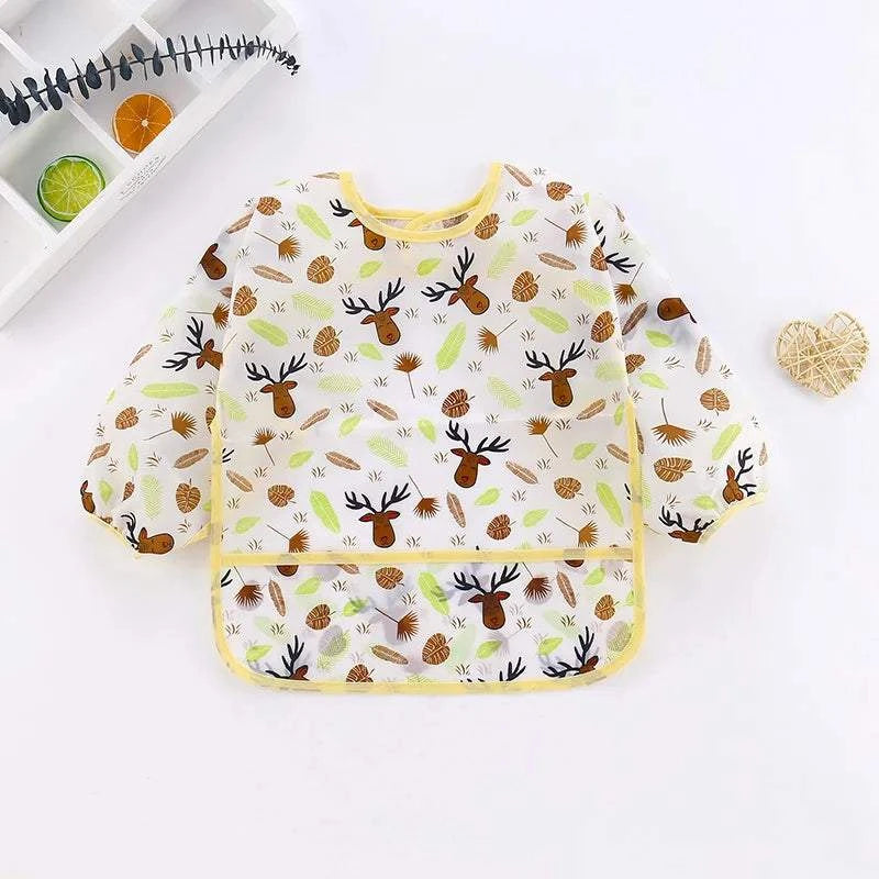 Long Sleeve Bibs Scarf Waterproof Smock Feeding Apron