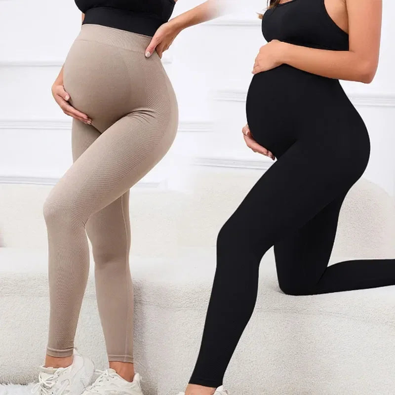 Elastic High-Waist Maternity Leggings