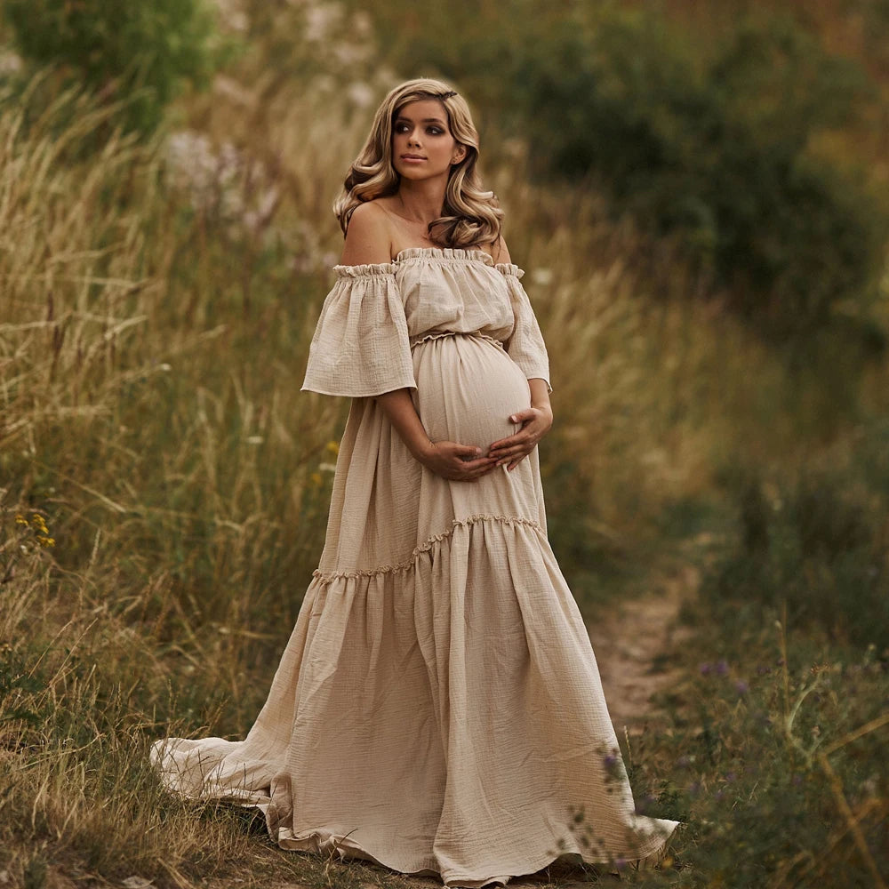 Women’s Boho Linen Cotton Maternity Dress