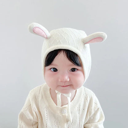 Solid Color Rabbit Baby Hat for Newborns