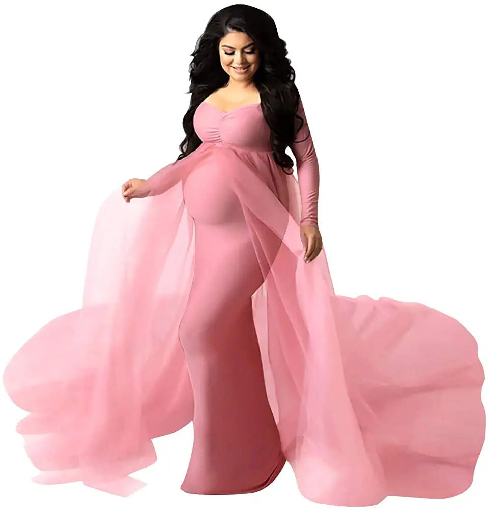 Sepzay Off-Shoulder Maternity Maxi Dress