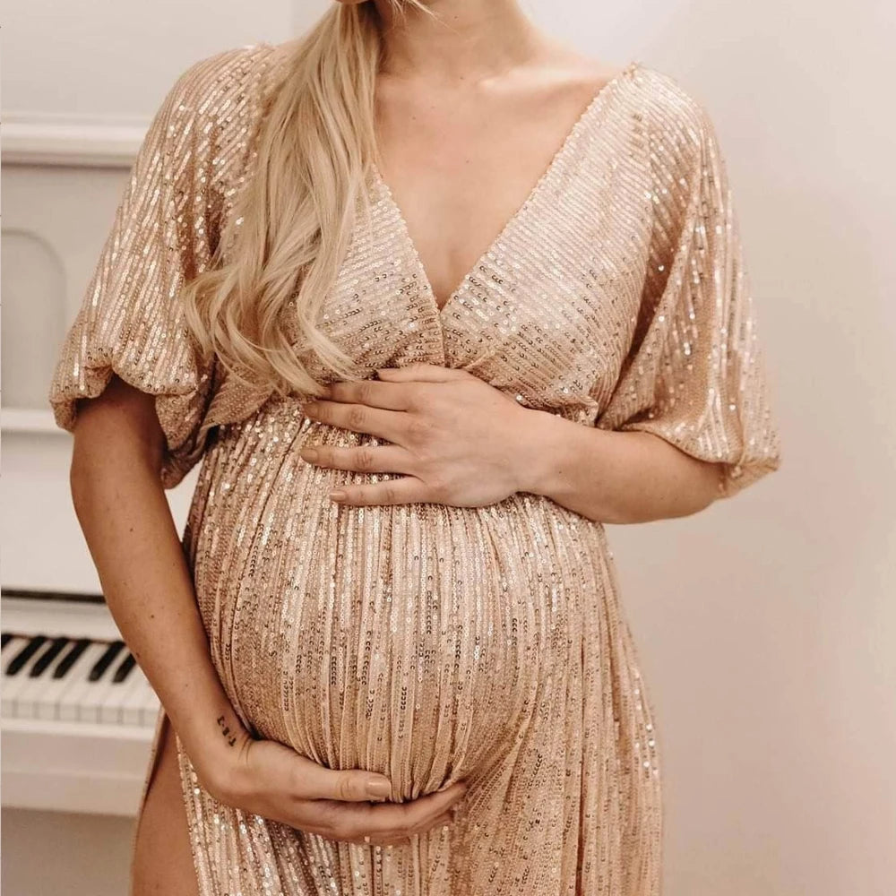 Elegant Vintage Sequin Maternity Dress