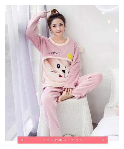 Fashion Cartoon Nursing Pajamas Set