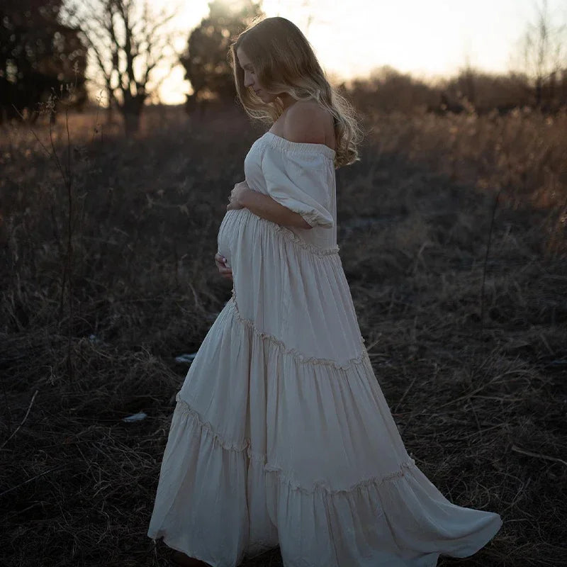 Bohemian Cotton Pregnancy Photo Shoot Dress