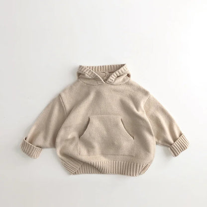 Loose Style Knit Hoodie Sweater for Kids