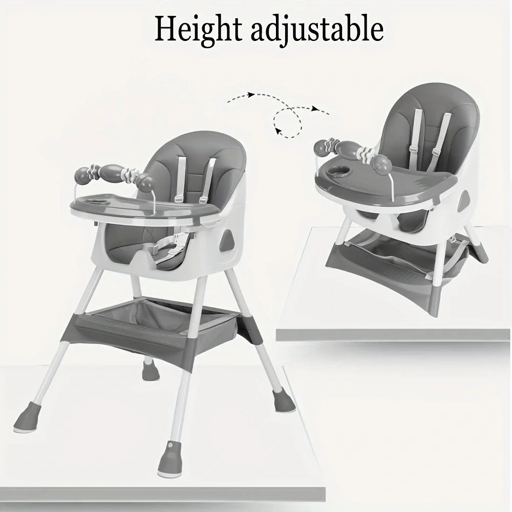 Foldable Baby High Chair with Toy Rack