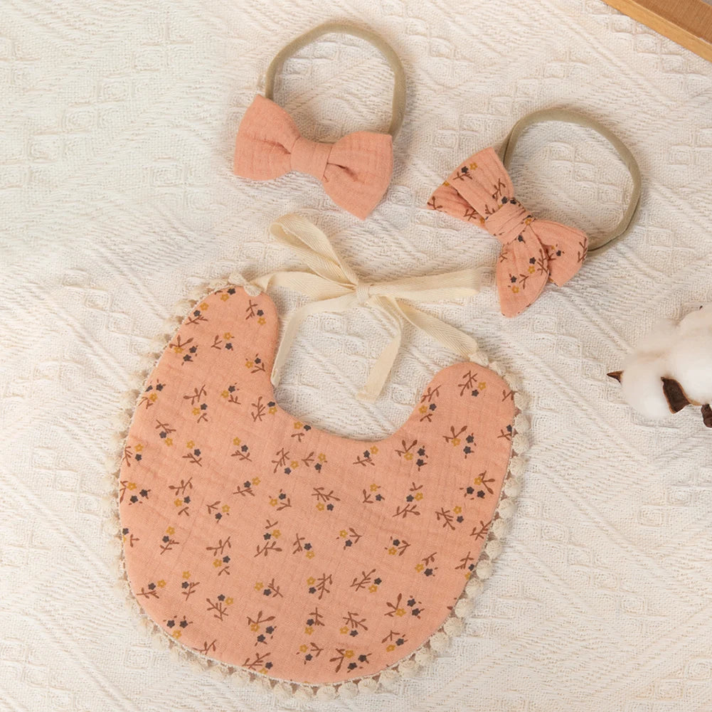 Baby Flower Bibs & Headbands Set