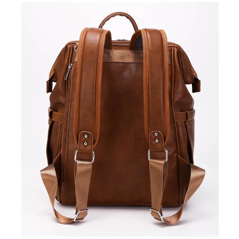 Leather Waterproof Diaper Backpack