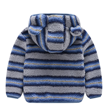 Kids' Woolen Hooded Zipper Coat