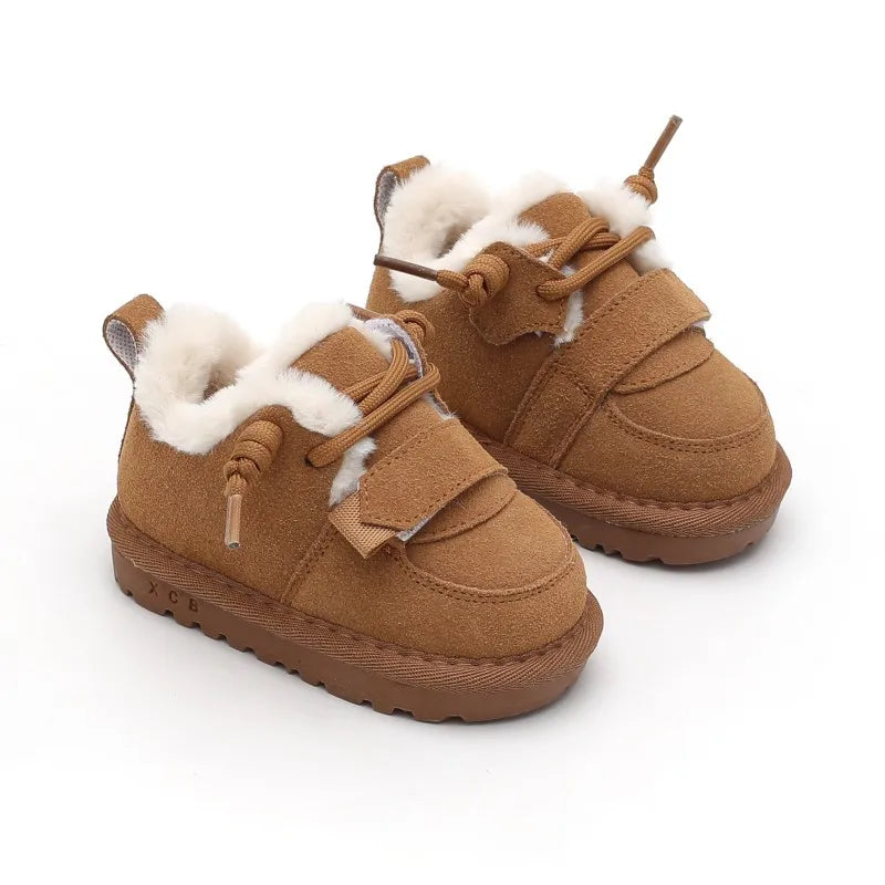 Winter Leather Plush Baby Boots