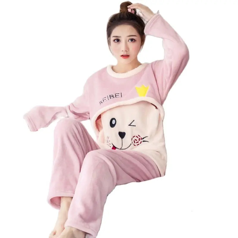 Fashion Cartoon Nursing Pajamas Set