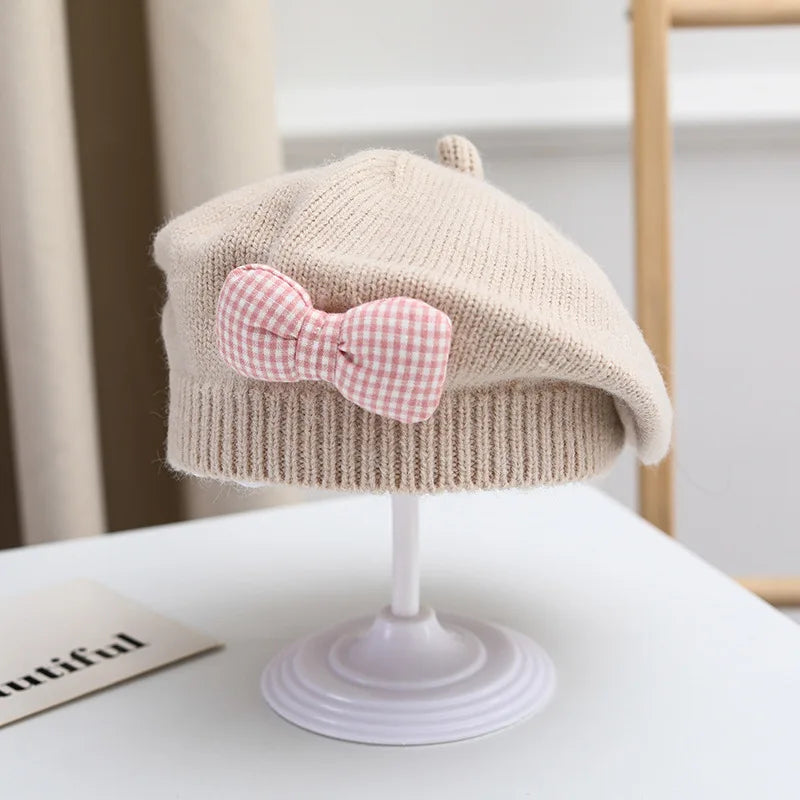 Sweet Plaid Bow Beret Hat