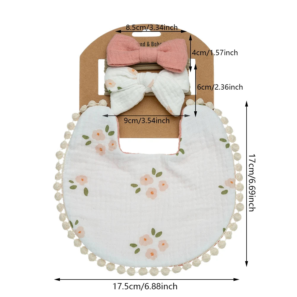 Baby Flower Bibs & Headbands Set